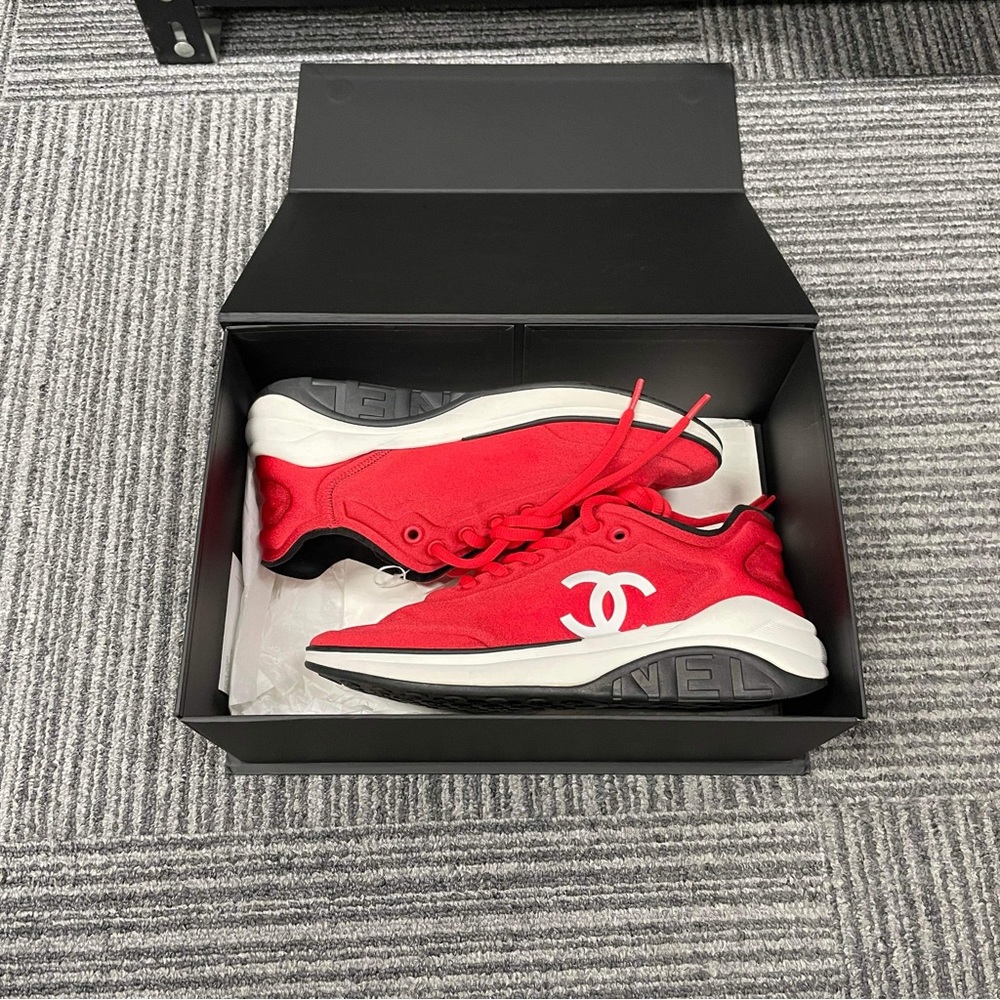 Chanel red sneakers